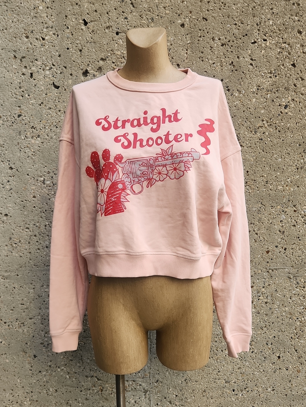 Straight Shooter Pink Cropped Sweatshirt